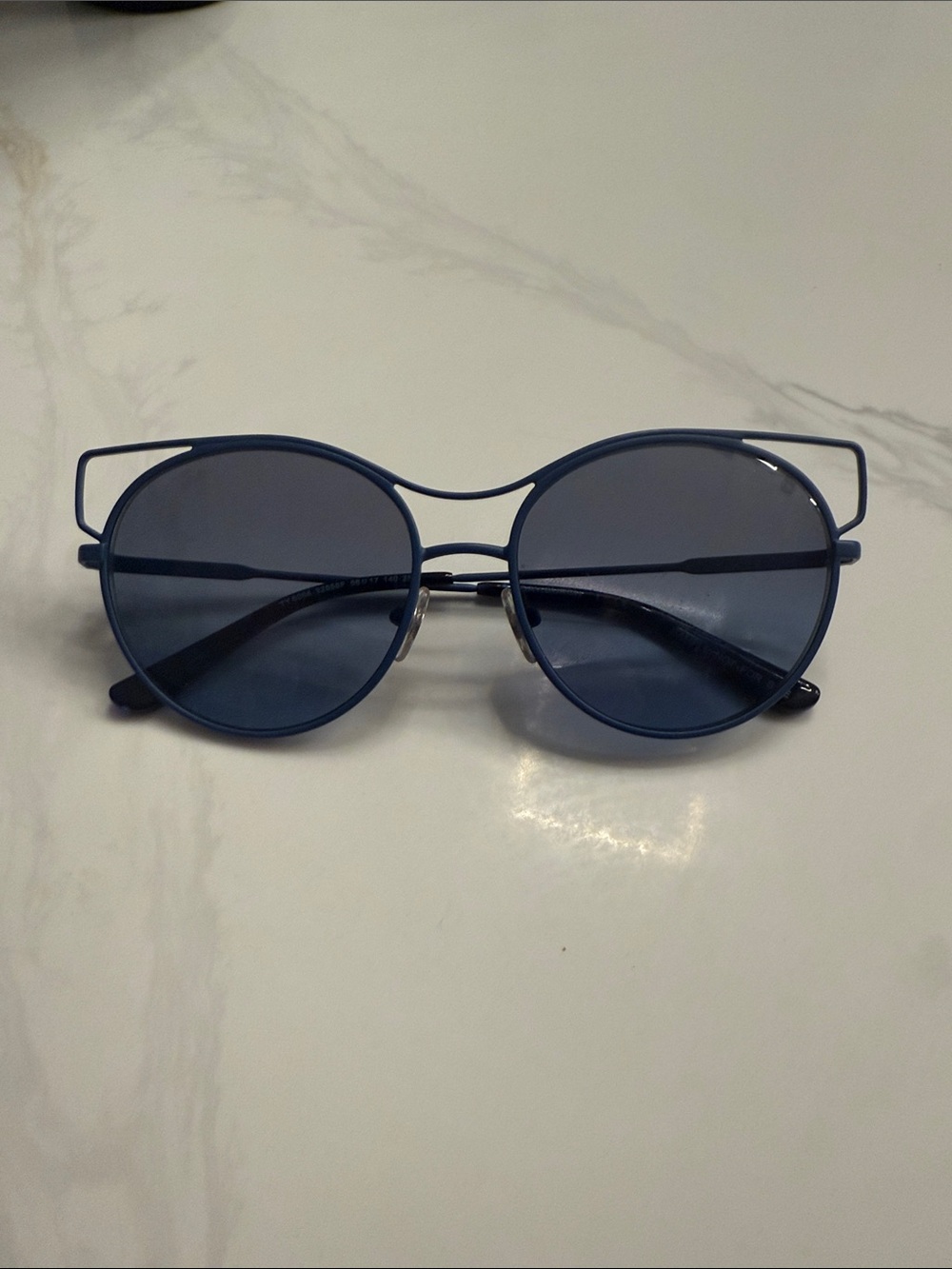 Blue Round Metal Frame Sunglasses - Women's Fashion Accessory Tory Burch
